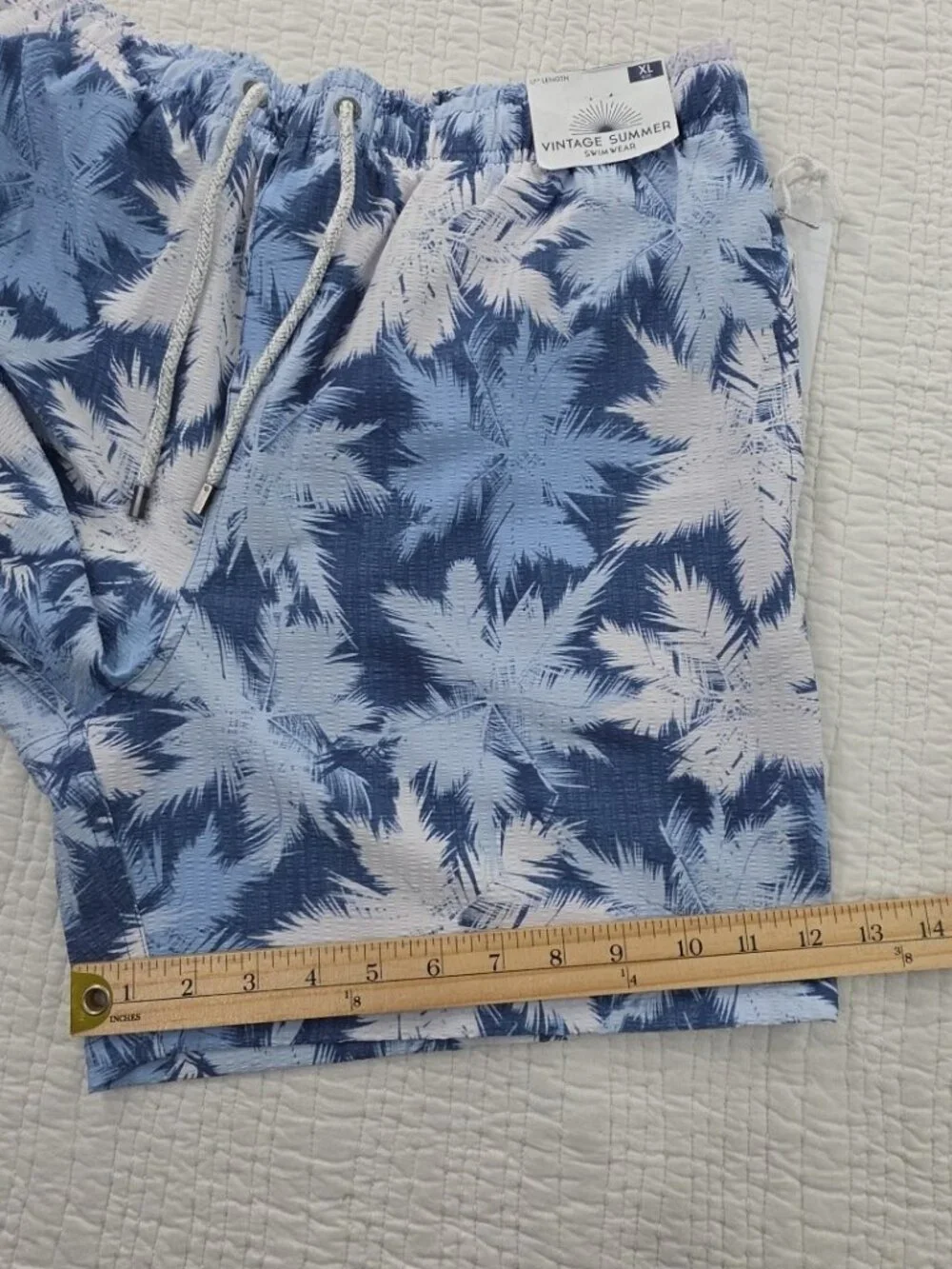 The Endless Summer Swim Trunks Shorts Mens XL Blue Tropical Elastic Waist‎ NWT
